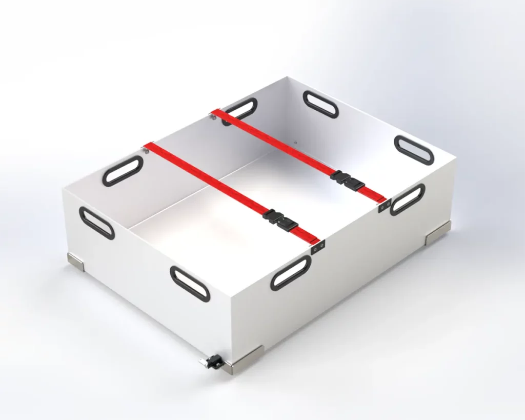 Aluminum stackable crate, 300 mm, lockable